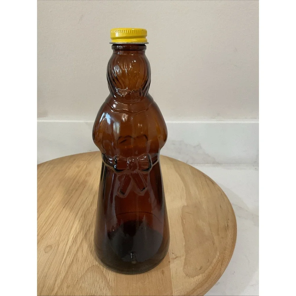 Vintage Mrs. Butterworth Amber Brown Glass Syrup Bottle 8.25 Inch